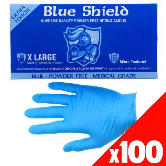 100 X Blue Shield Nitrile Gloves Medical Grade Safety Heavy Duty